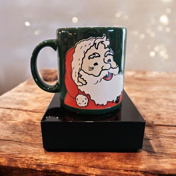 Rare Santa Claus Waechtersbach Vintage Green Christmas Mug & Holiday Red Snowman - Picture 3 of 12